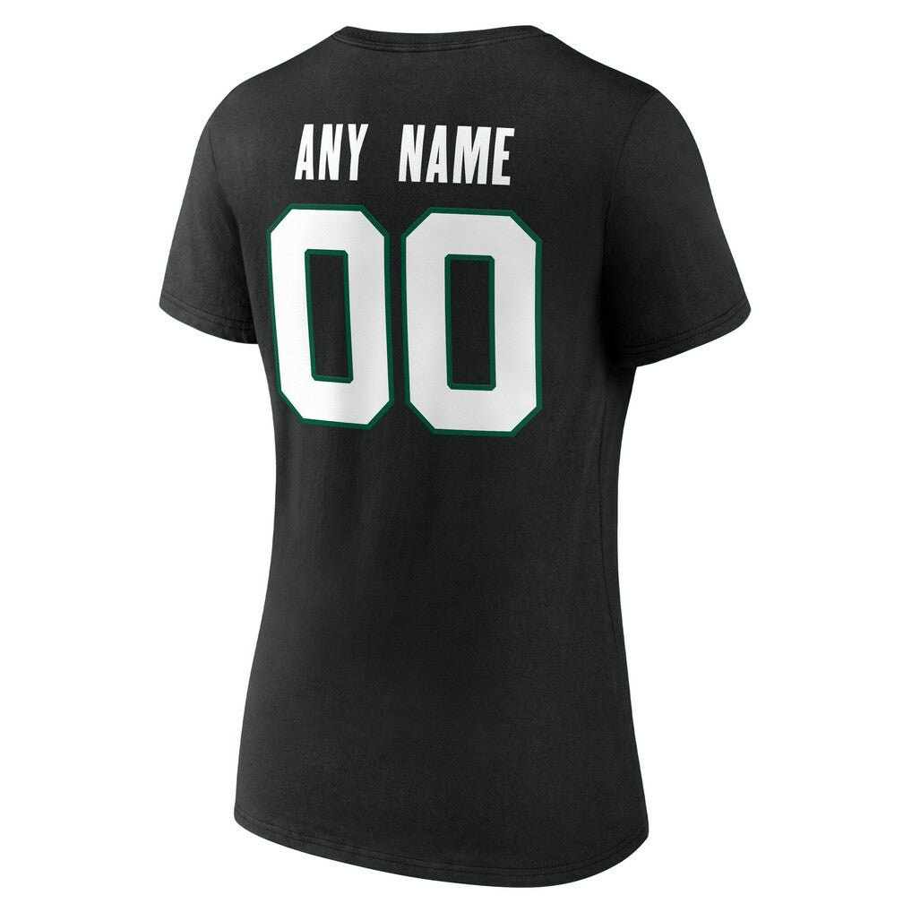 New York Jets Women's Team Authentic Personalized Name & Number V-Neck T-Shirt Black | NFL