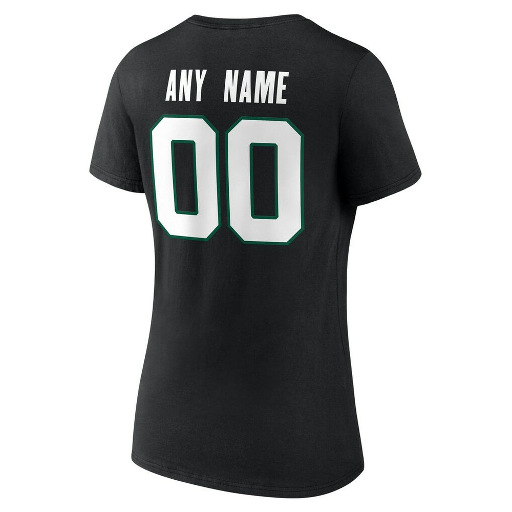 New York Jets Women's Team Authentic Personalized Name & Number V-Neck T-Shirt Black | NFL