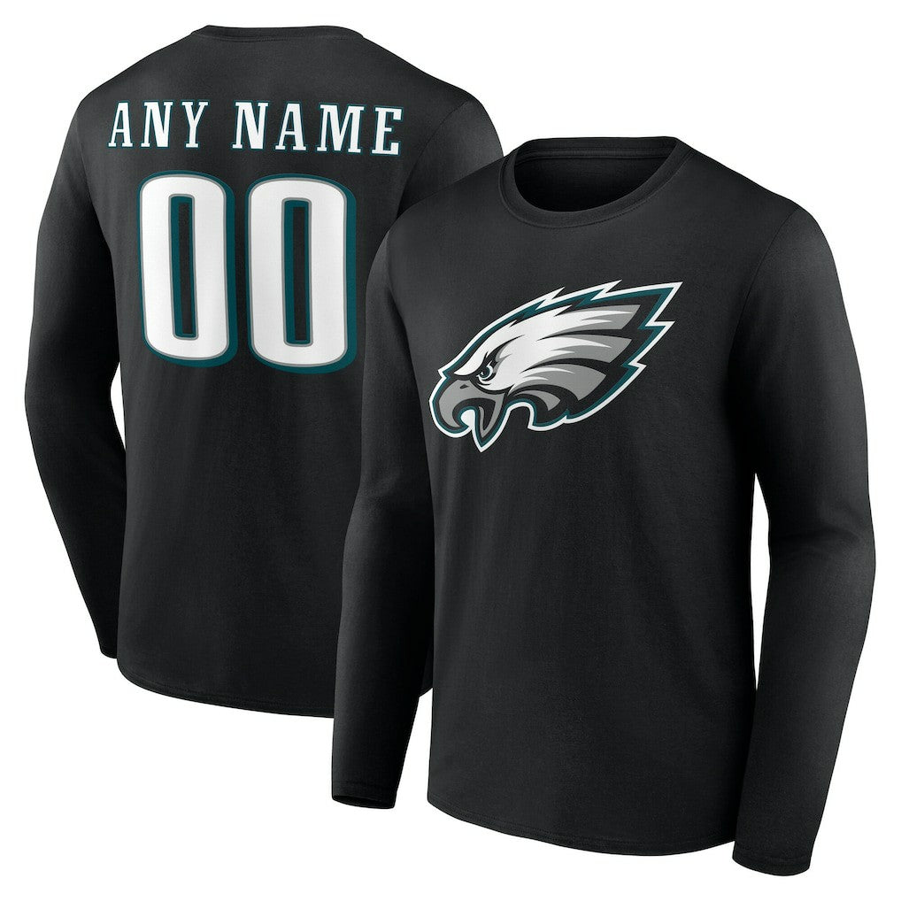 Philadelphia Eagles Team Authentic Personalized Name & Number Long Sleeve T-Shirt Black | NFL