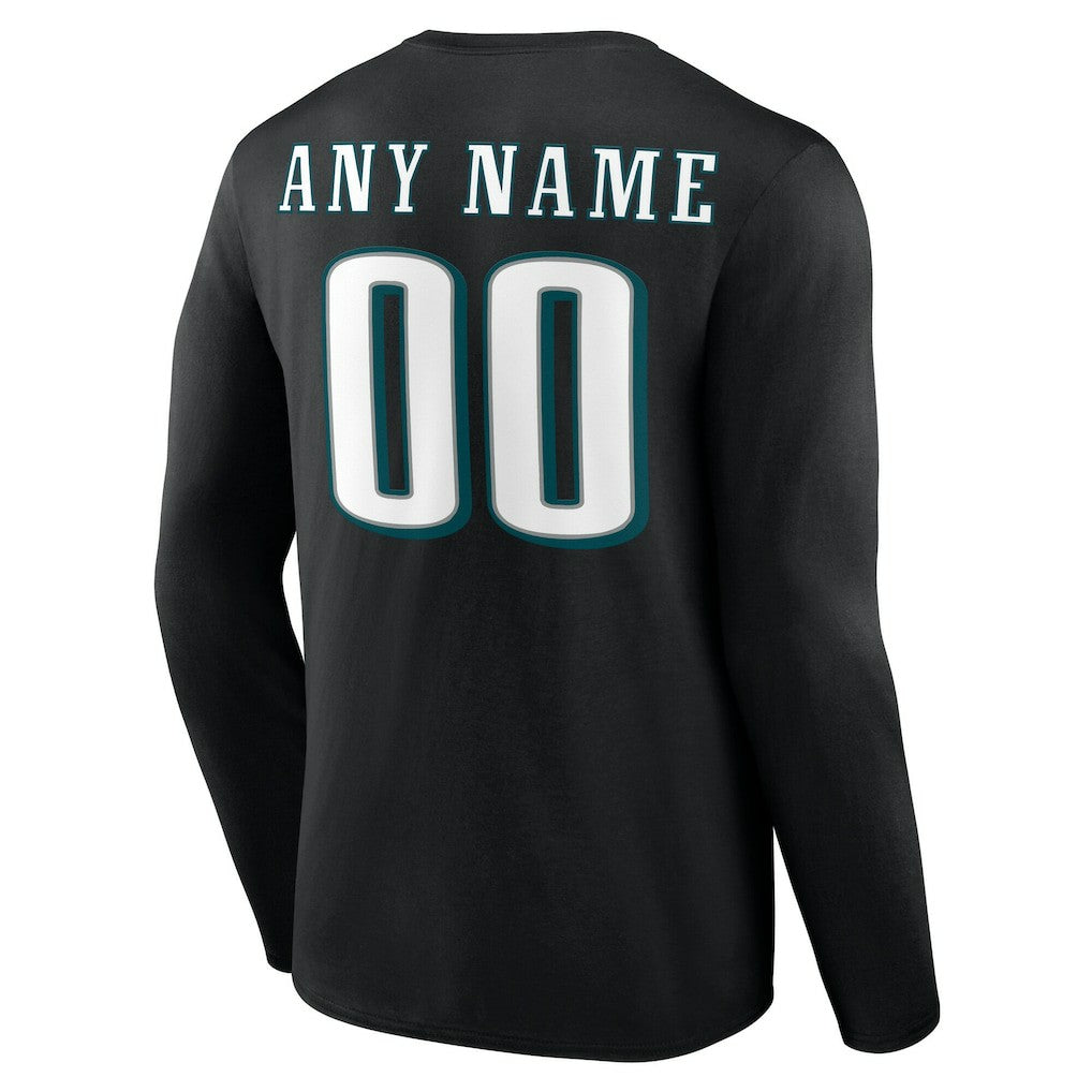 Philadelphia Eagles Team Authentic Personalized Name & Number Long Sleeve T-Shirt Black | NFL