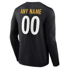 Pittsburgh Steelers Team Authentic Personalized Name & Number Long Sleeve T-Shirt Black | NFL