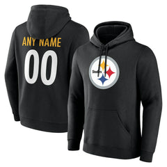 Pittsburgh Steelers Team Authentic Personalized Name & Number Hoodie Black | NFL