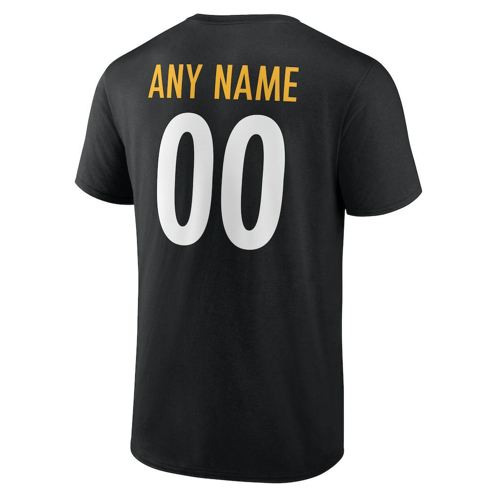 Pittsburgh Steelers Team Authentic Personalized Name & Number T-Shirt Black | NFL