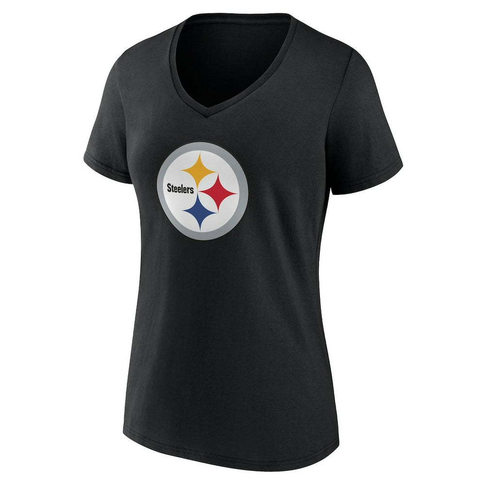Pittsburgh Steelers Women's Team Authentic Personalized Name & Number V-Neck T-Shirt Black | NFL