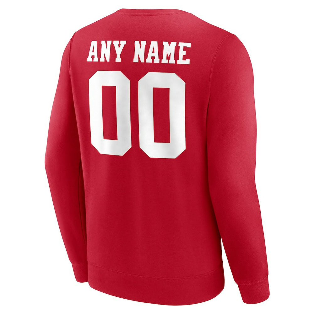 San Francisco 49ers Team Authentic Personalized Name & Number Sweatshirt Scarlet | NFL