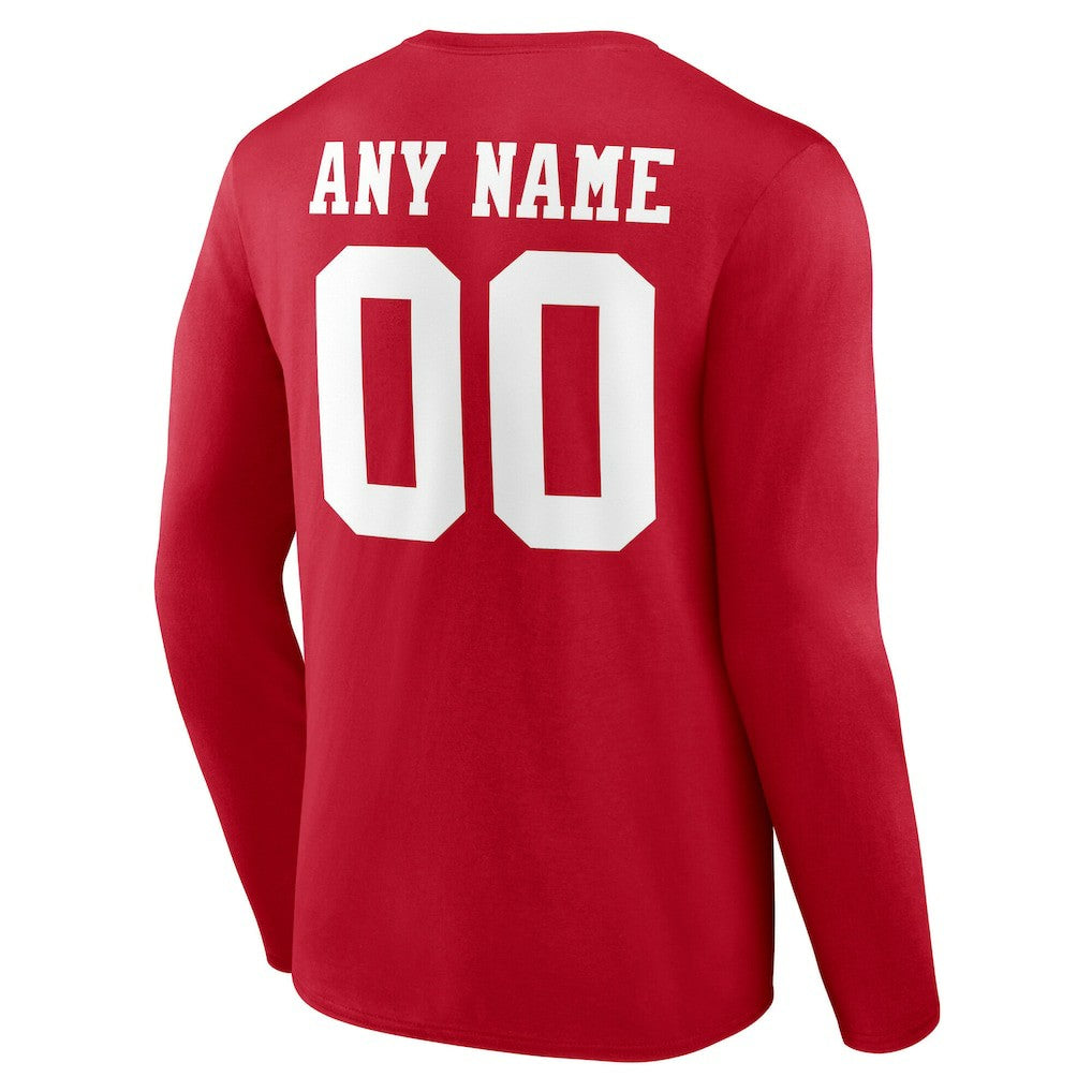 San Francisco 49ers Team Authentic Personalized Name & Number Long Sleeve T-Shirt Scarlet | NFL