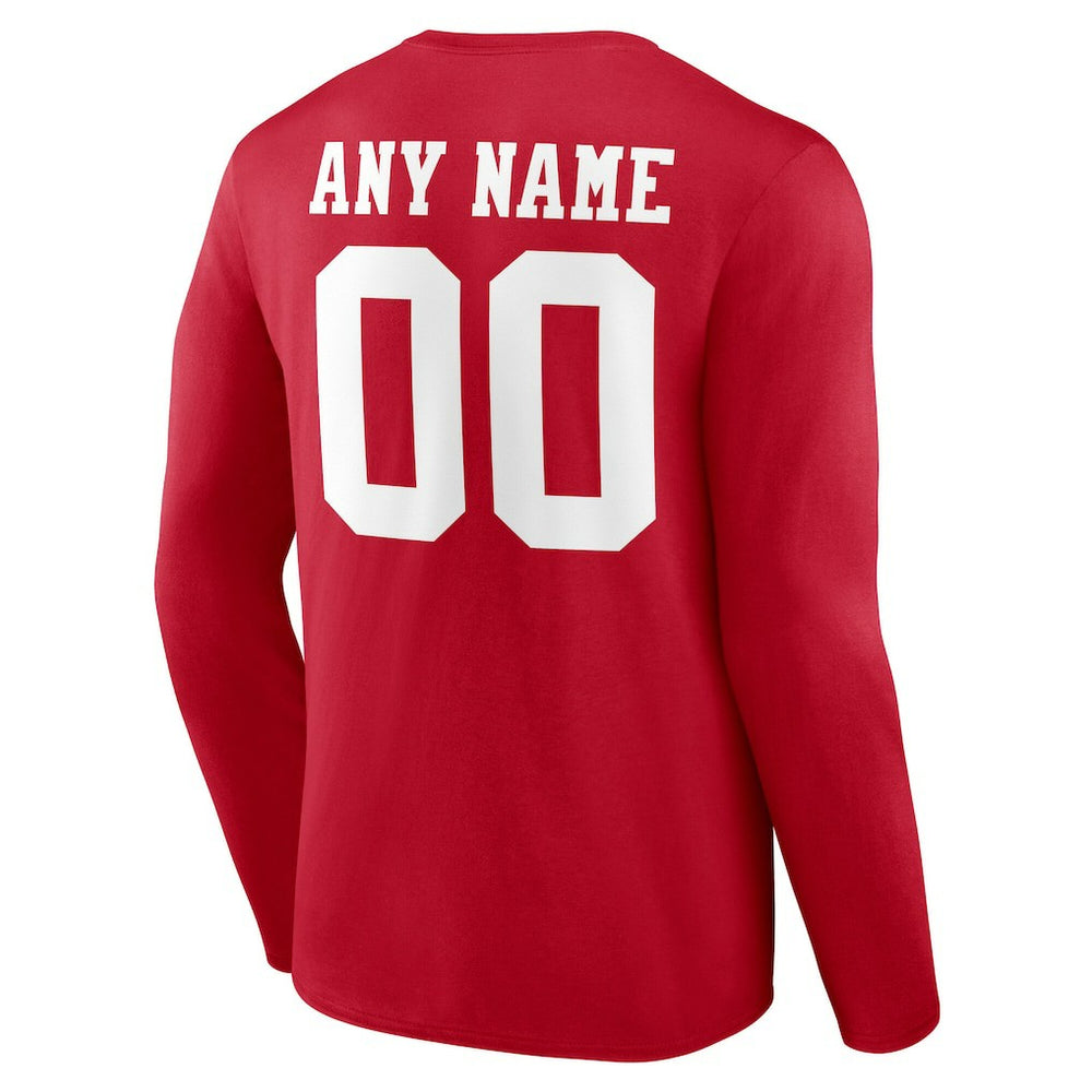 San Francisco 49ers Team Authentic Personalized Name & Number Long Sleeve T-Shirt Scarlet | NFL