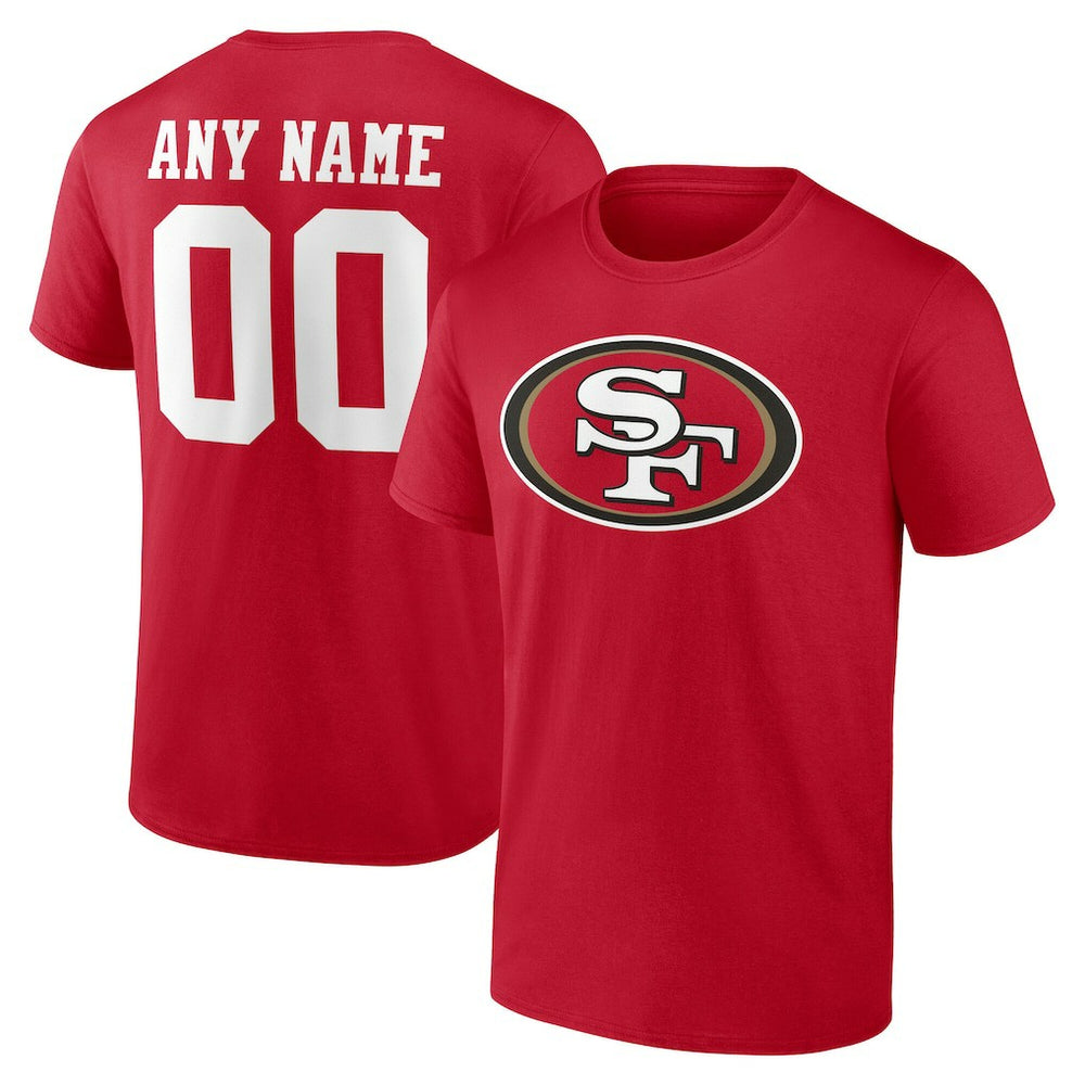 San Francisco 49ers Team Authentic Personalized Name & Number T-Shirt Scarlet | NFL