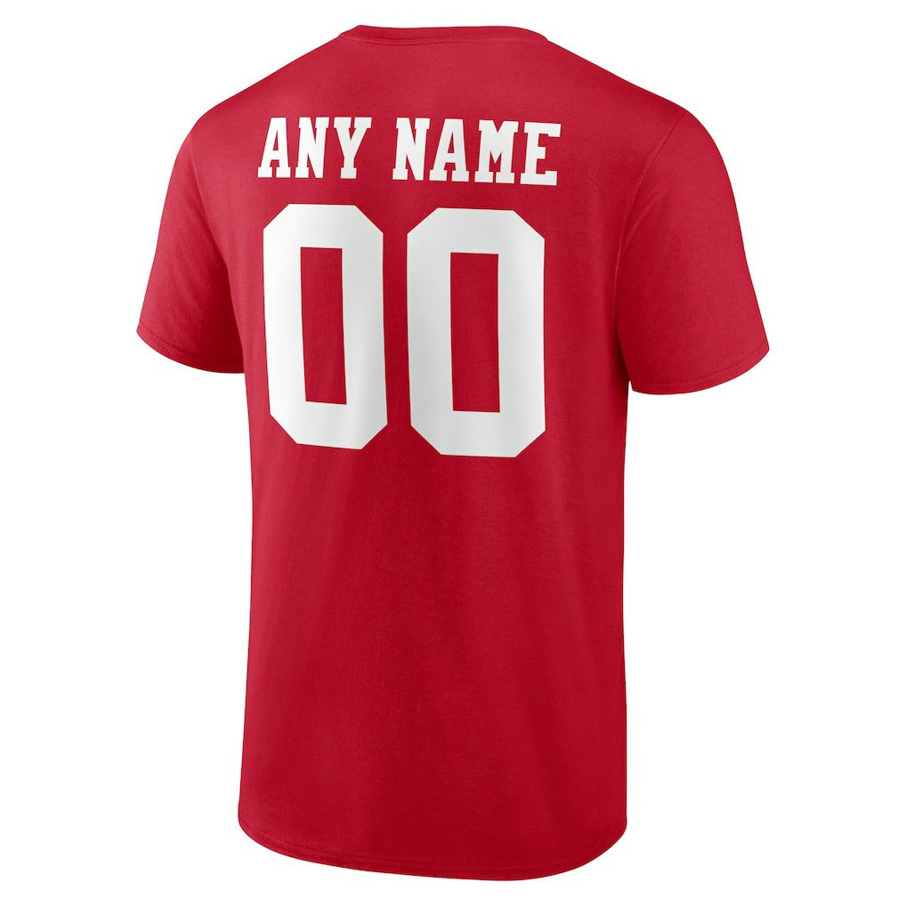 San Francisco 49ers Team Authentic Personalized Name & Number T-Shirt Scarlet | NFL