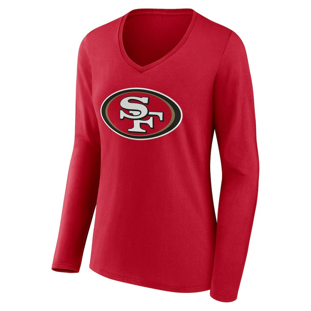 San Francisco 49ers Women's Team Authentic Personalized Name & Number Long Sleeve V-Neck T-Shirt Scarlet | NFL