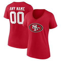 San Francisco 49ers Women's Team Authentic Personalized Name & Number V-Neck T-Shirt Scarlet | NFL