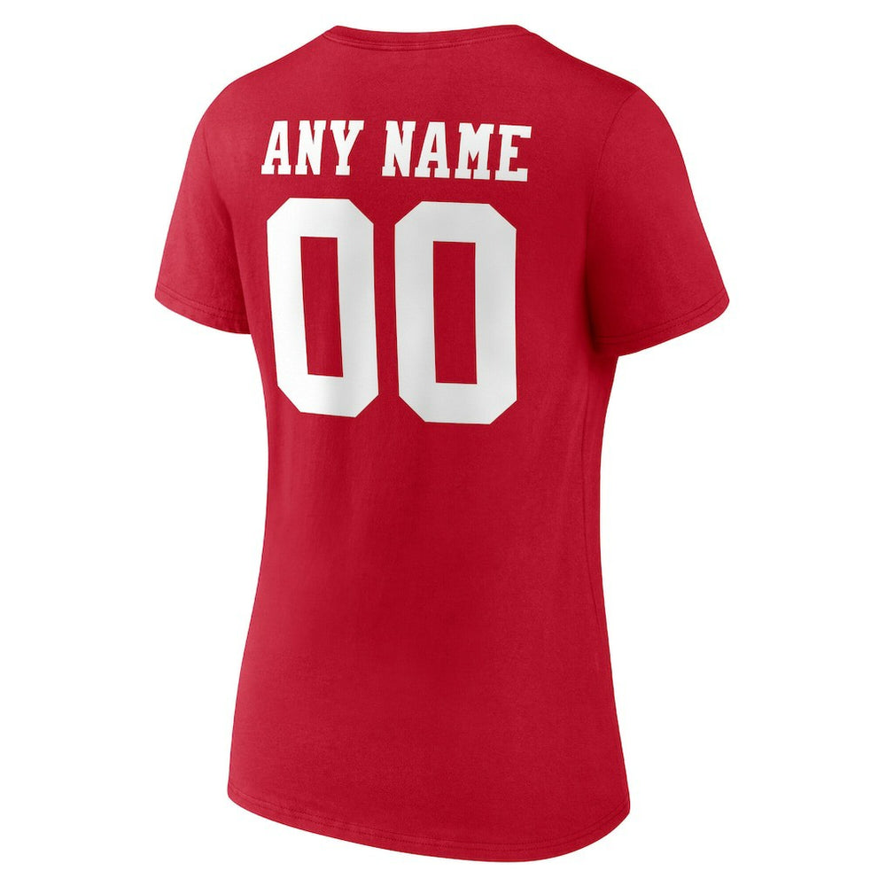 San Francisco 49ers Women's Team Authentic Personalized Name & Number V-Neck T-Shirt Scarlet | NFL