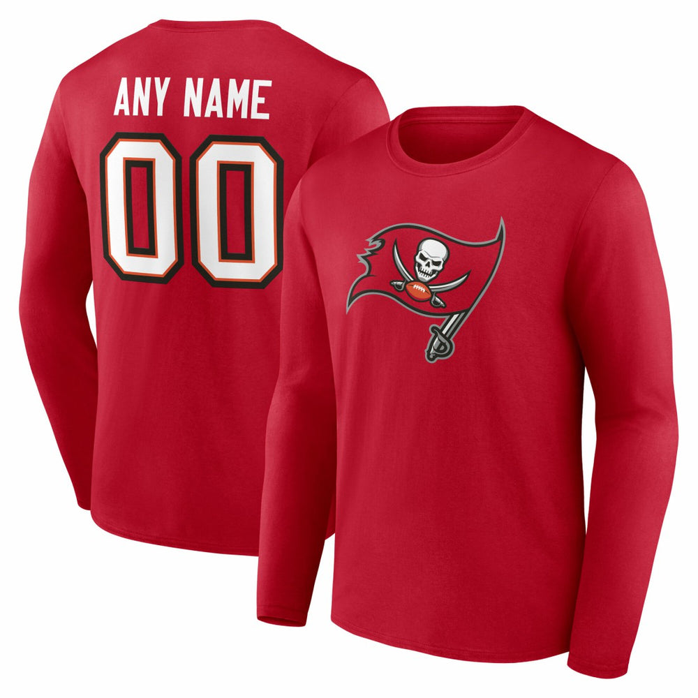 Tampa Bay Buccaneers Team Authentic Personalized Name & Number Long Sleeve T-Shirt Red | NFL