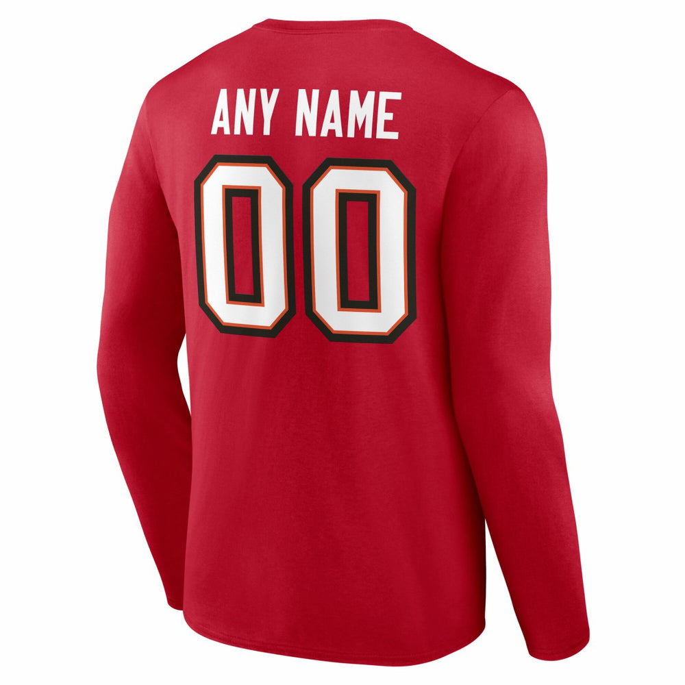 Tampa Bay Buccaneers Team Authentic Personalized Name & Number Long Sleeve T-Shirt Red | NFL