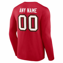 Tampa Bay Buccaneers Team Authentic Personalized Name & Number Long Sleeve T-Shirt Red | NFL