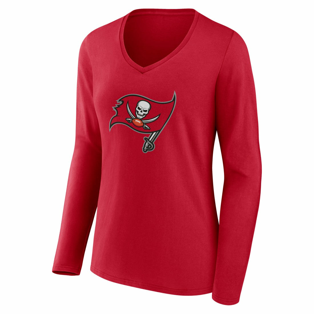 Tampa Bay Buccaneers Women's Team Authentic Personalized Name & Number Long Sleeve V-Neck T-Shirt Red | NFL