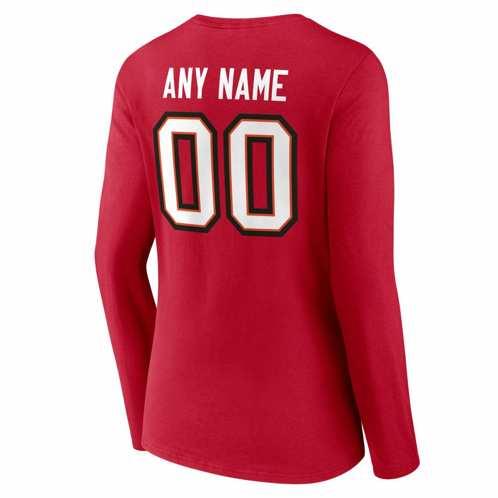 Tampa Bay Buccaneers Women's Team Authentic Personalized Name & Number Long Sleeve V-Neck T-Shirt Red | NFL