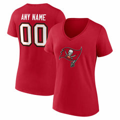 Tampa Bay Buccaneers Women's Team Authentic Personalized Name & Number V-Neck T-Shirt Red | NFL