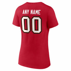 Tampa Bay Buccaneers Women's Team Authentic Personalized Name & Number V-Neck T-Shirt Red | NFL