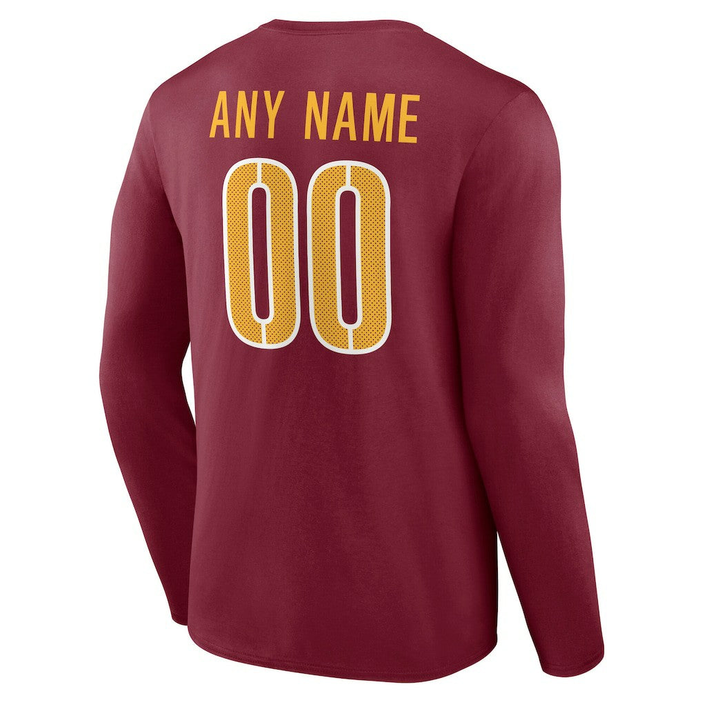 Washington Commanders Team Authentic Personalized Name & Number Long Sleeve T-Shirt Burgundy | NFL