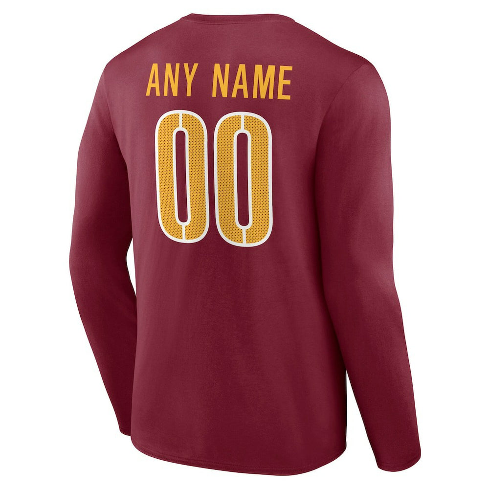 Washington Commanders Team Authentic Personalized Name & Number Long Sleeve T-Shirt Burgundy | NFL