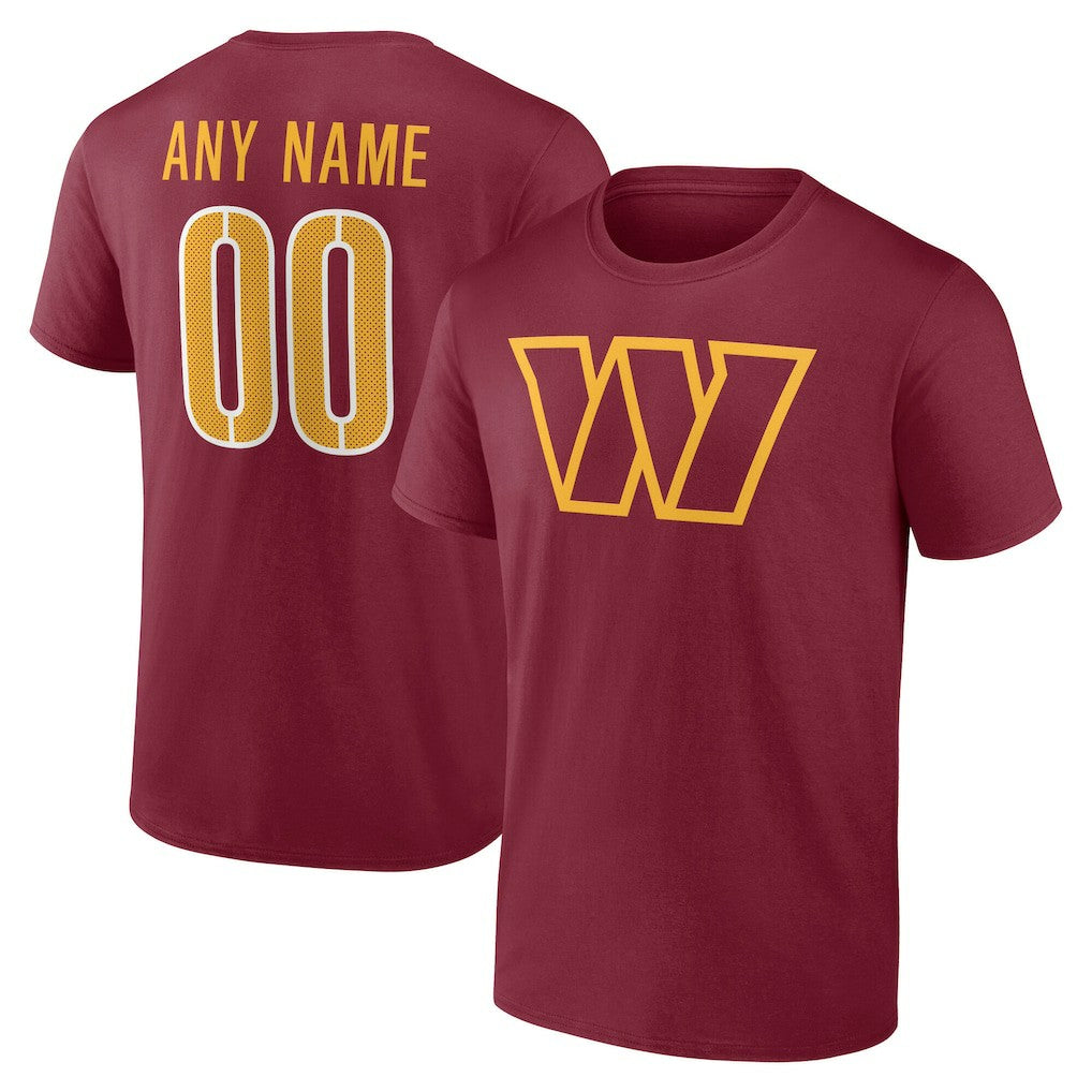 Washington Commanders Team Authentic Personalized Name & Number T-Shirt Burgundy | NFL
