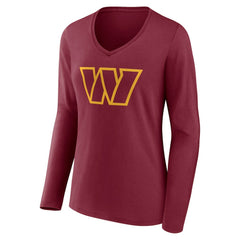 Washington Commanders Women's Team Authentic Personalized Name & Number Long Sleeve V-Neck T-Shirt Burgundy | NFL