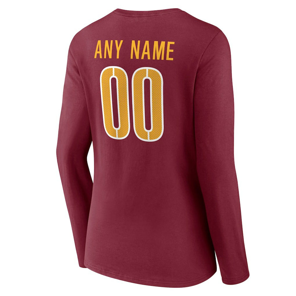 Washington Commanders Women's Team Authentic Personalized Name & Number Long Sleeve V-Neck T-Shirt Burgundy | NFL