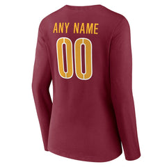 Washington Commanders Women's Team Authentic Personalized Name & Number Long Sleeve V-Neck T-Shirt Burgundy | NFL
