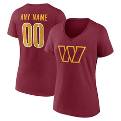 Washington Commanders Women's Team Authentic Personalized Name & Number V-Neck T-Shirt Burgundy | NFL