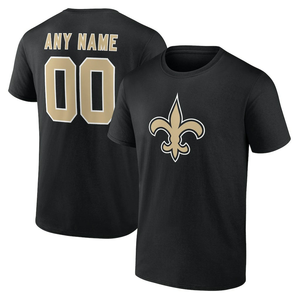 New Orleans Saints Big & Tall Team Authentic Custom T-Shirt Black | NFL