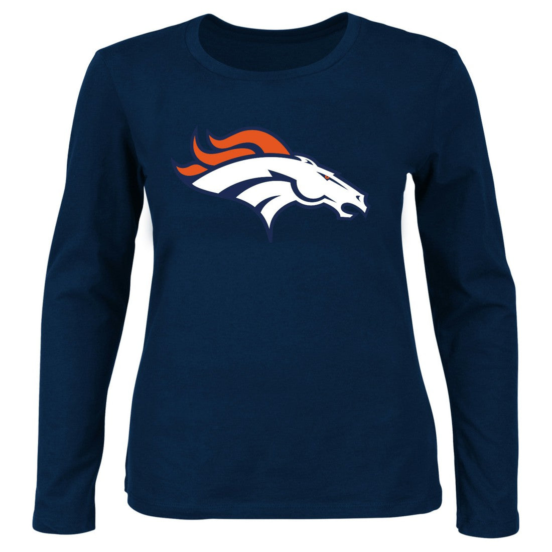 Denver Broncos Women's Plus Size Scoop Neck Long Sleeve T-Shirt Navy | Fanatics