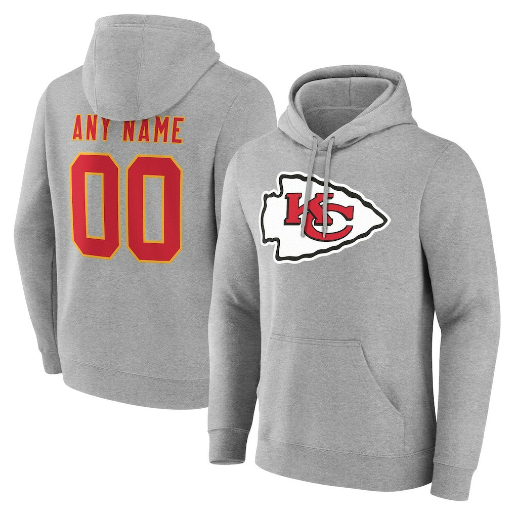 Kansas City Chiefs Big & Tall Team Authentic Custom Hoodie Gray | NFL
