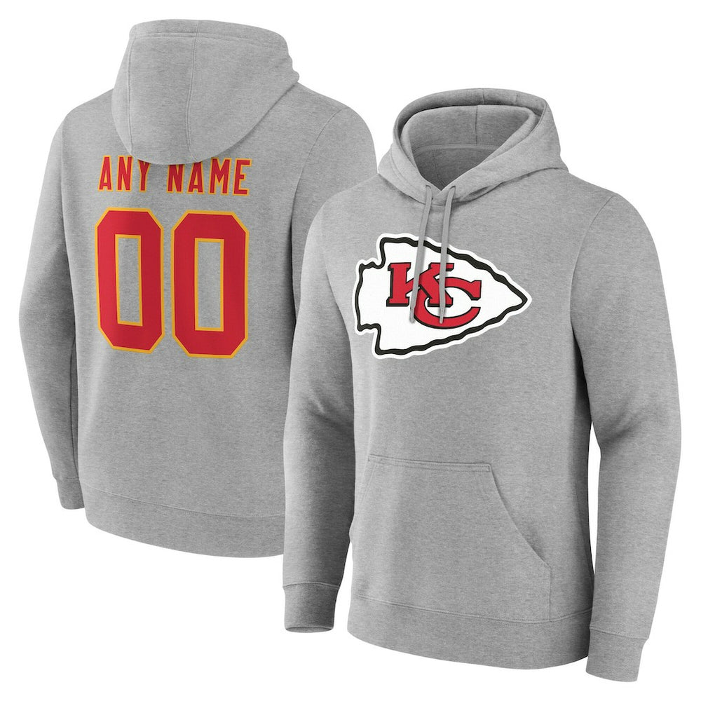 Kansas City Chiefs Big & Tall Team Authentic Custom Hoodie Gray | NFL