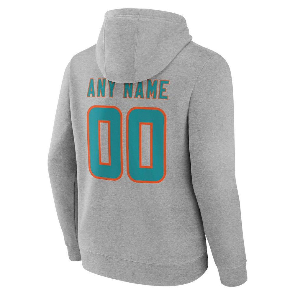 Miami Dolphins Big & Tall Team Authentic Custom Hoodie Gray | NFL