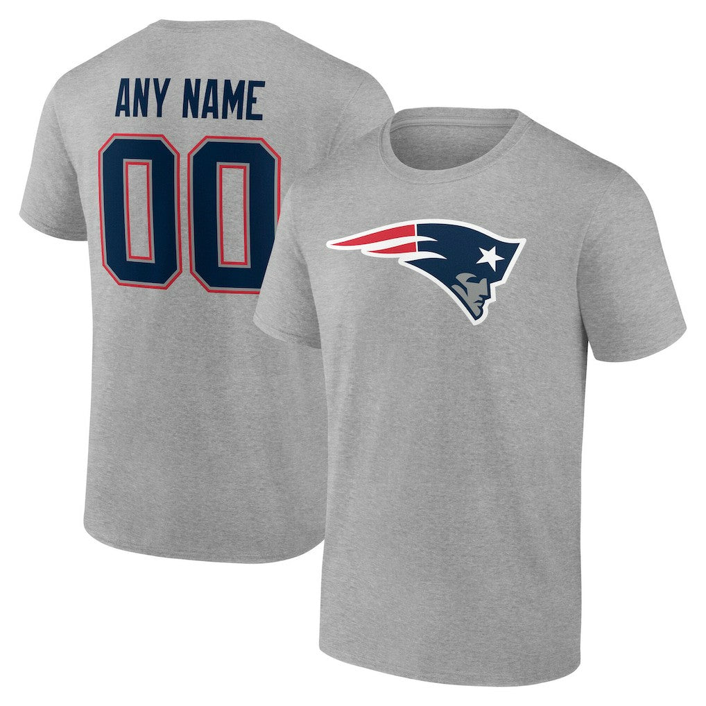 New England Patriots Big & Tall Team Authentic Custom T-Shirt Gray | NFL