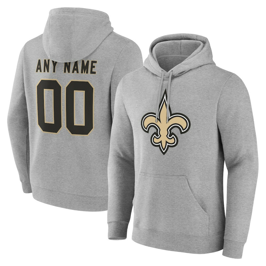 New Orleans Saints Big & Tall Team Authentic Custom Hoodie Gray | NFL