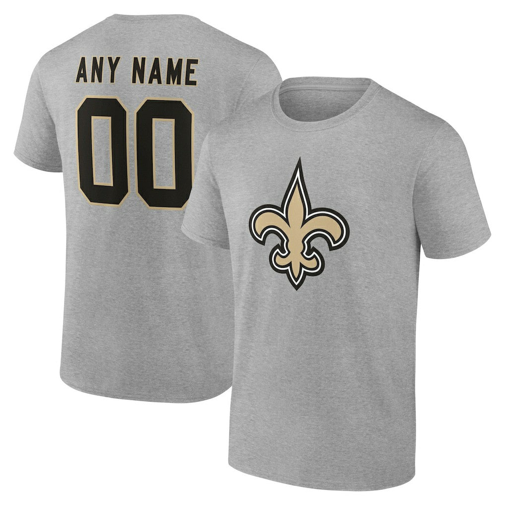 New Orleans Saints Big & Tall Team Authentic Custom T-Shirt Gray | NFL