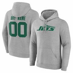 New York Jets Big & Tall Team Authentic Custom Hoodie Gray | NFL