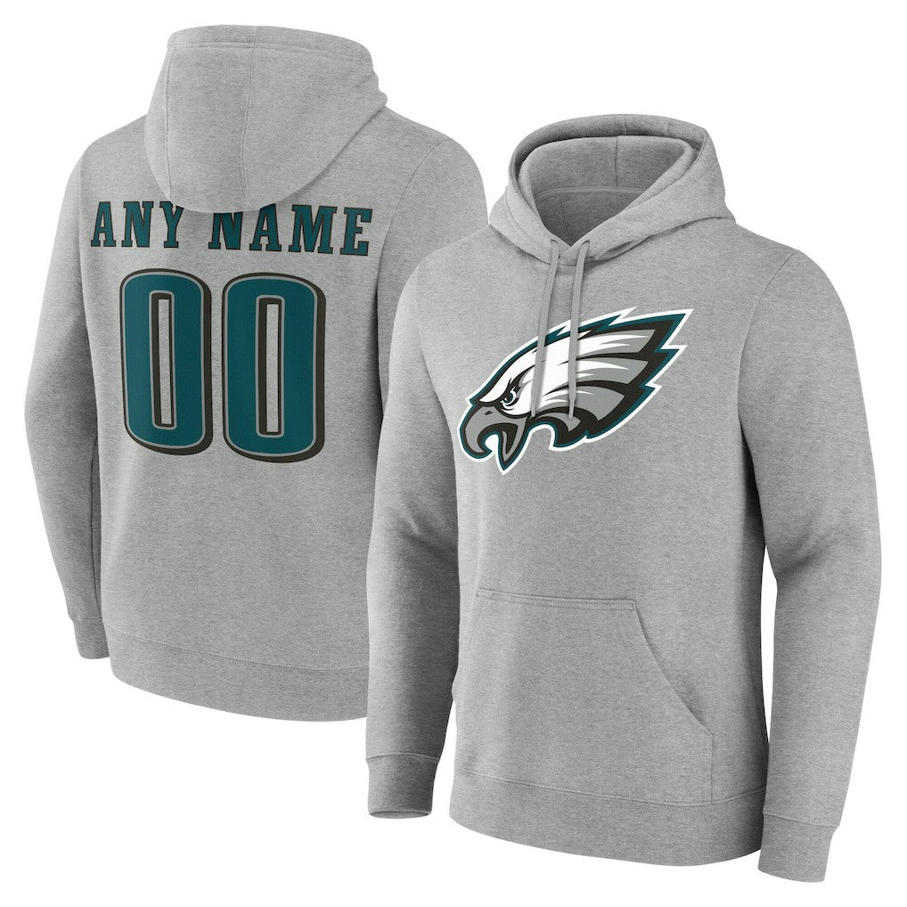 Philadelphia Eagles Big & Tall Team Authentic Custom Hoodie Gray | NFL