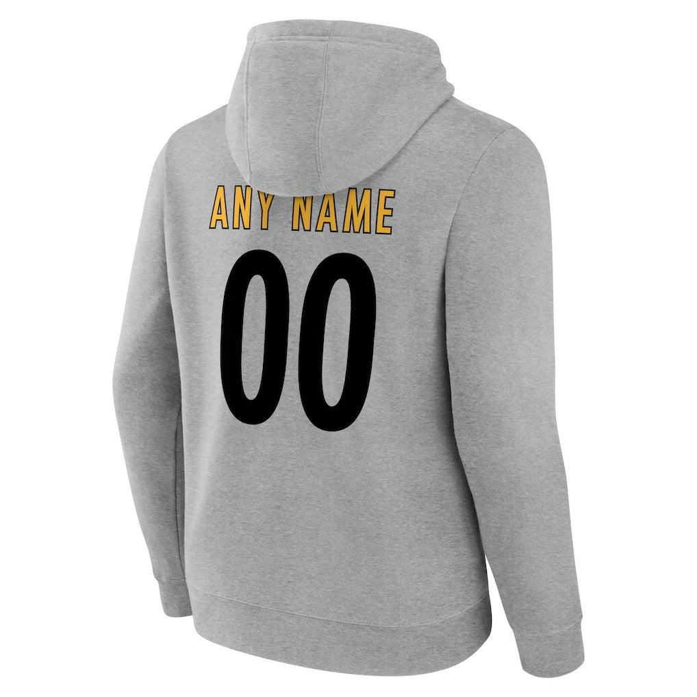 Pittsburgh Steelers Big & Tall Team Authentic Custom Hoodie Gray | NFL