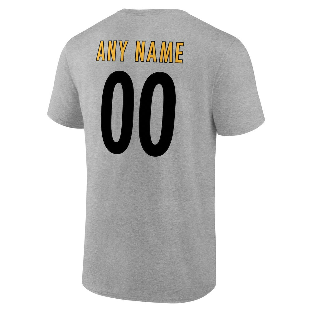Pittsburgh Steelers Big & Tall Team Authentic Custom T-Shirt Gray | NFL