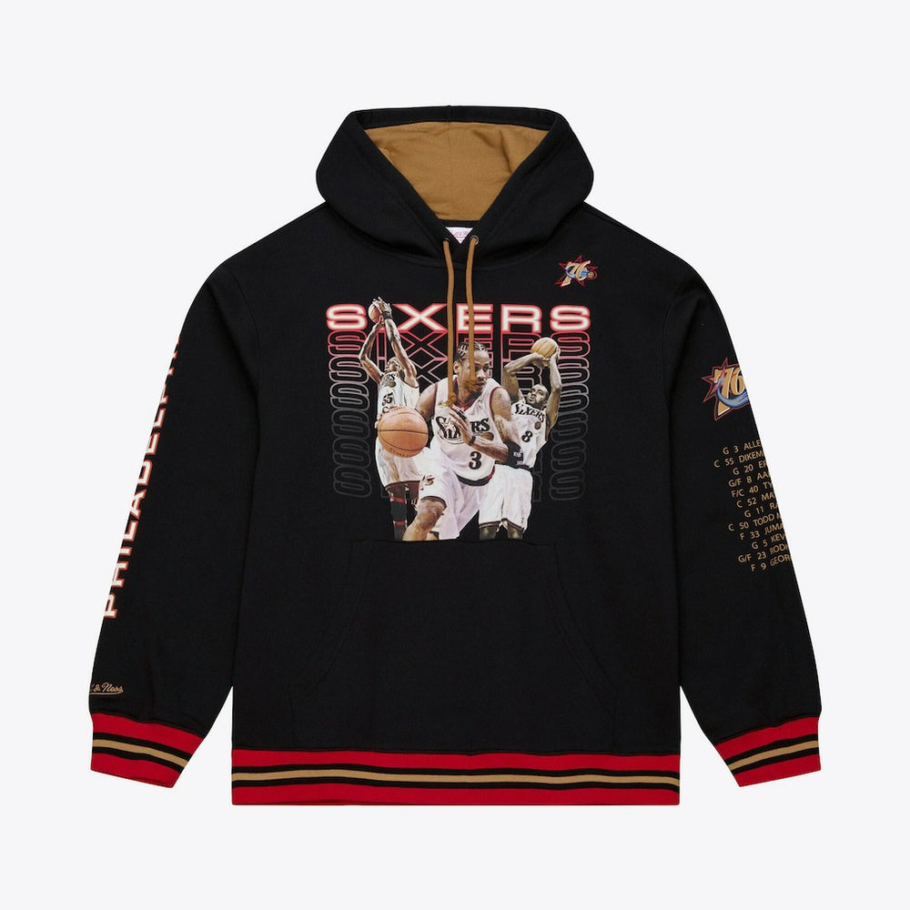 Philadelphia 76ers Hardwood Classics Originals Collection 2000-2001 Team Roster Fleece Hoodie Black - NBA
