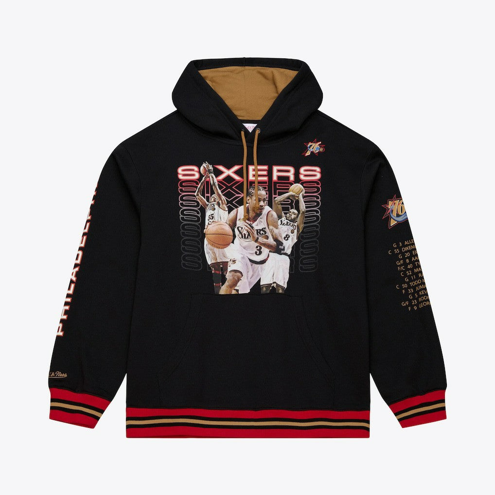 Philadelphia 76ers Hardwood Classics Originals Collection 2000-2001 Team Roster Fleece Hoodie Black - NBA