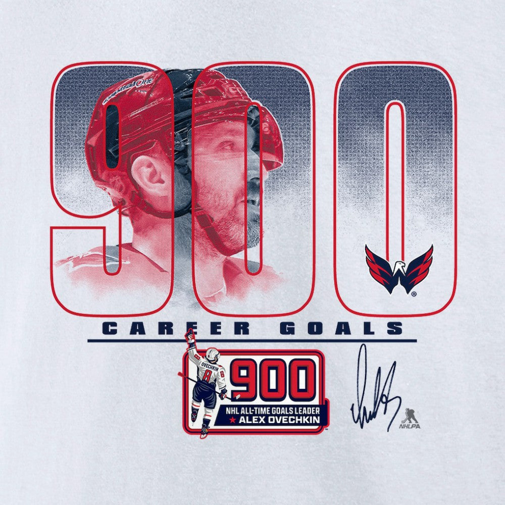 Alexander Ovechkin Washington Capitals 900th Career Goal T-Shirt - White - NHL