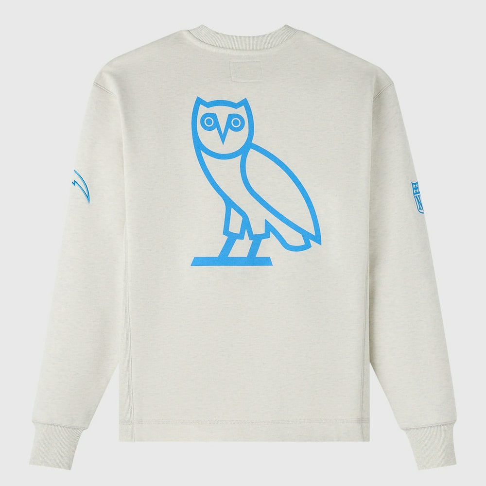 Los Angeles Chargers OVO x NFL Unisex Fleece Sweatshirt Heather Gray | NFL