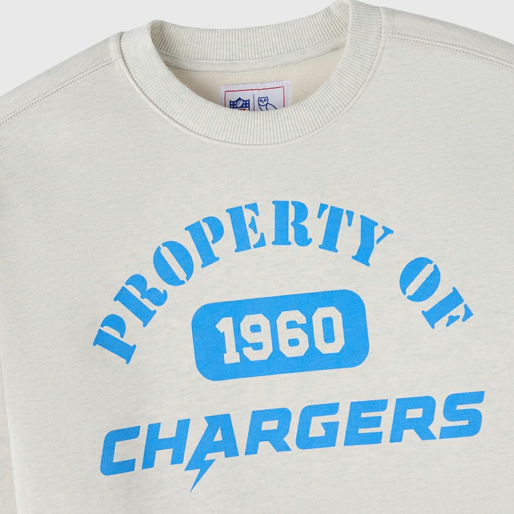 Los Angeles Chargers OVO x NFL Unisex Fleece Sweatshirt Heather Gray | NFL
