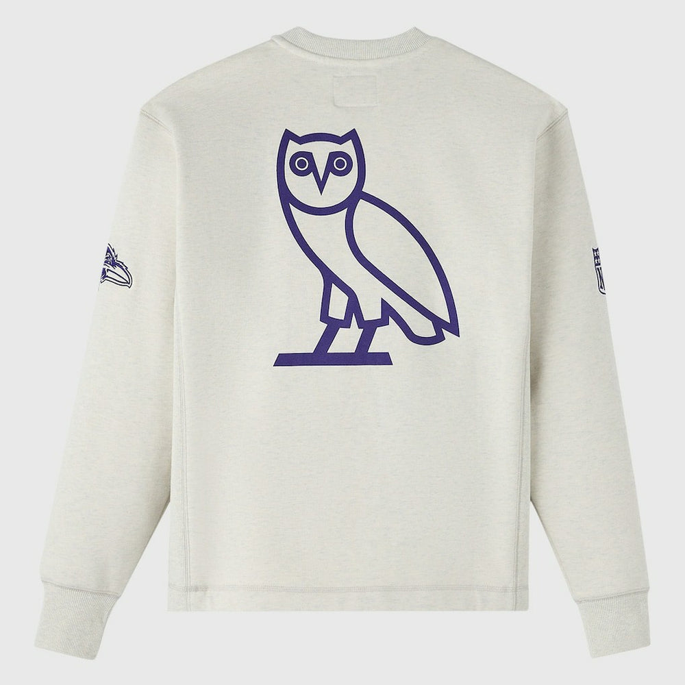 Baltimore Ravens OVO x NFL Unisex Fleece Sweatshirt Heather Gray | NFL