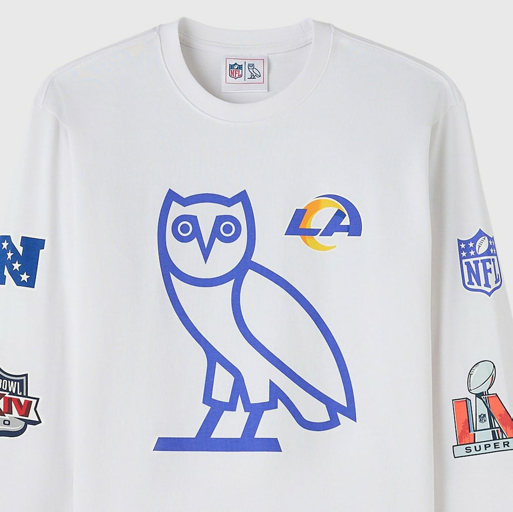 Los Angeles Rams OVO x NFL Unisex Long Sleeve T-Shirt White | NFL