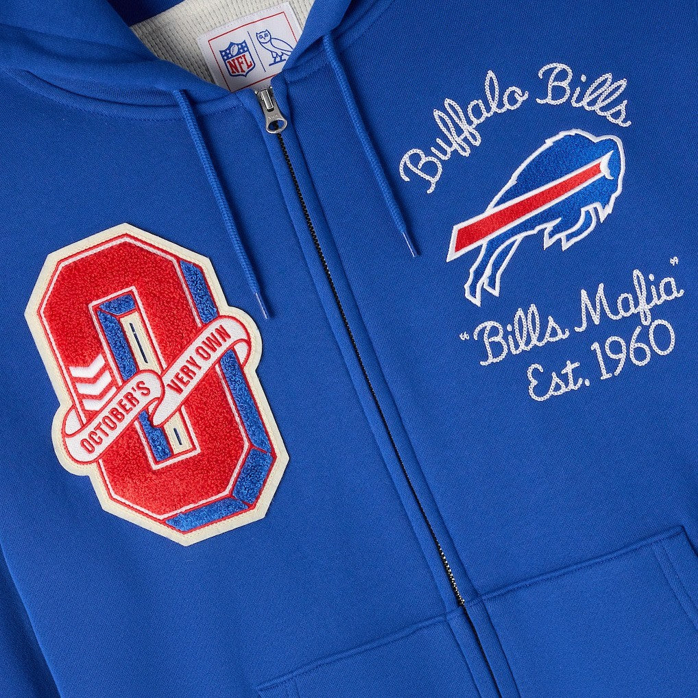 Buffalo Bills OVO x NFL Unisex Full-Zip Waffle-Lined Hoodie Royal | NFL